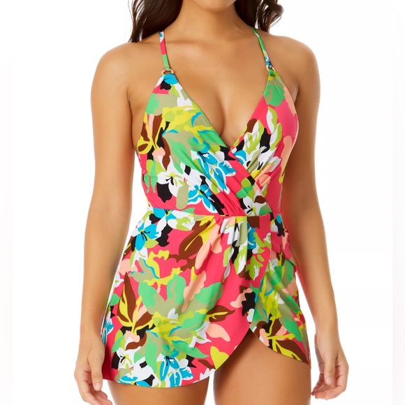 NWT Anne Cole Swim Dress With Skirted Bottom Size 8 - Picture 1 of 5